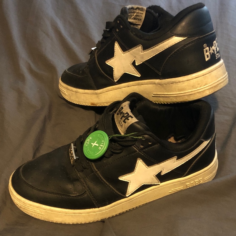 Bape Black and White Star Bapesta Shoes